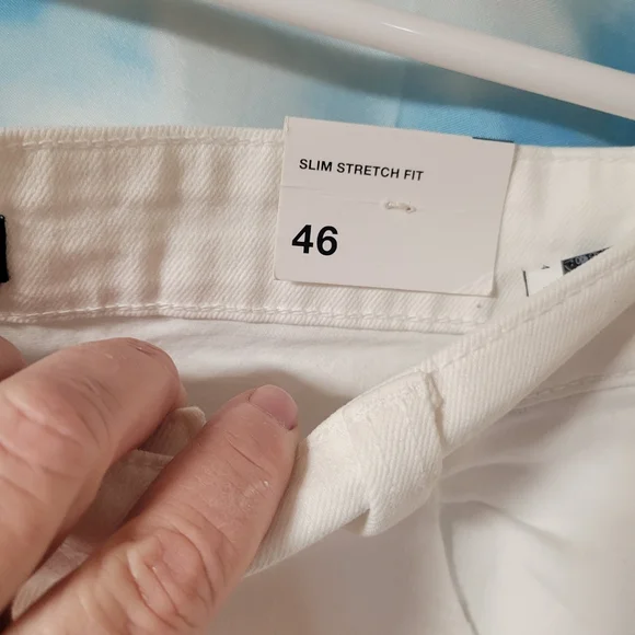 Zara NWT Distressed Raw Hem Slim Stretch Fit White Jeans Size 36 Womens - Picture 5 of 10